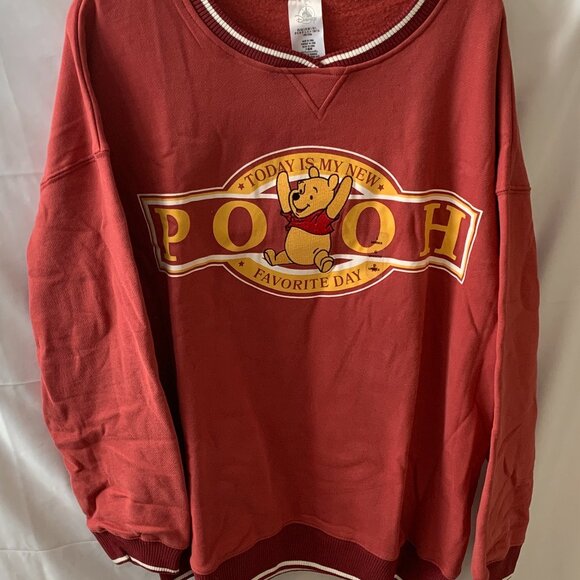 DISNEY Winnie the Pooh Today is My New Favorite Day Crew Sweater Sz LARGE - Picture 1 of 4